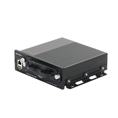 NVR Móvil Vehicular de 8 Canales | 4 PoE + 4 vía Switch | 2 Megapixel | H.265 | GPS + Sensor G | 2 Bahías HDD | RJ45 | Aluminio Industrial