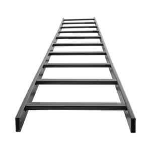 Escalera Tubular de 1.5" de Peralte y 12" de Ancho y 3.05 Metros de Largo, Pintura Epóxica Color Negro, Ideal Para Utilizarse en Centros de Datos o Cuartos de Telecomunicacionesl, incluye Coples y Tornillería