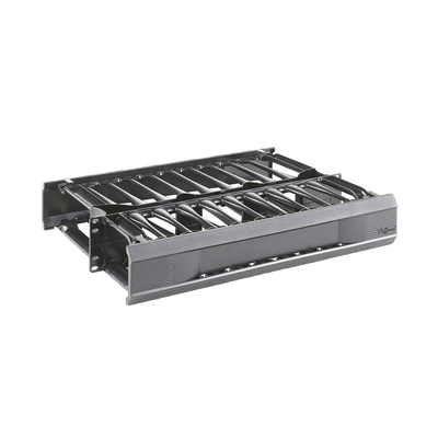 Organizador de Cables Horizontal | Doble Cara Frontal y Posterior | Rack 19in | 2 UR | Capacidad 223 Cables Cat 5e