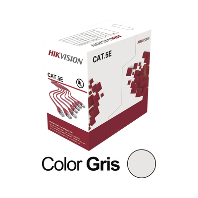 Bobina de Cable UTP 305 Metros (1000 Pies) | Cat5E (24 AWG) | Color Gris | PVC (CM) | Uso en Interior | 100% Cobre | Aplicaciones de CCTV y Redes de Datos