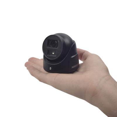 Ultra Mini Turret TURBO 2 Megapixeles (1080p) | Gran Angular | Lente 2.8 mm | 20 mts IR EXIR | Exterior IP67 | 4 Tecnologías (TVI | AHD | CVBS) | dWDR | Color Negro