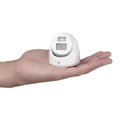 Ultra Mini Turret TURBO 2 Megapixel (1080p) | Gran Angular | Lente 2.8 mm | 20 mts IR EXIR | Exterior IP67 | 4 Tecnologías (TVI | AHD | CVBS) | dWDR | Color Blanco