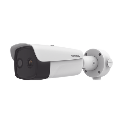 Bala IP Dual | Térmica 35 mm (384 X 288 ) | Óptico 15 mm (4 Megapixel) | 100 mts IR | IP66 | PoE | Termométrica | Detección de Temperatura | MicroSD