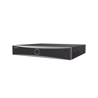 NVR 12 Megapixel (4K) | 16 canales IP | 16 Puertos PoE+ | AcuSense (Evita Falsas Alarmas) | Reconocimiento Facial | 4 Bahías de Disco Duro | Switch PoE 300 mts | HDMI en 4K | Alarmas I|O