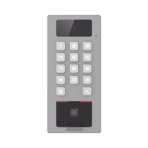 (PoE | 2 Relays) Terminal de Control de Acceso | Videoportero Multiapartamento Llamada a App | Teclado | Exterior Antivandálico IP65 & IK09 | Huella, Tarjeta, Código QR, PIN o App Hik-Connect | Cámara 2 MP compatible con NVRs