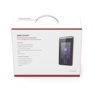 Kit de Control de Acceso TODO INCLUIDO con Lector de Rostros, QRs , Tarjetas y Huellas | 3,000 Rostros | Compatible con App Hik-Connect | Videoportero | Incluye Electroimán Botón de Salida y Montajes Z y L para imán | HIK-IA