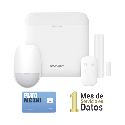 (AX PRO) KIT de Alarma AX PRO con GSM (3G|4G) | Incluye: 1 Hub con bateria de respaldo | 1 Sensor PIR | 1 Contacto Magnético | 1 Control Remoto |1 MICROSIM30M2M incluye 1 mes de servicio| Wi-Fi | Compatible con Hik-Connect P2P