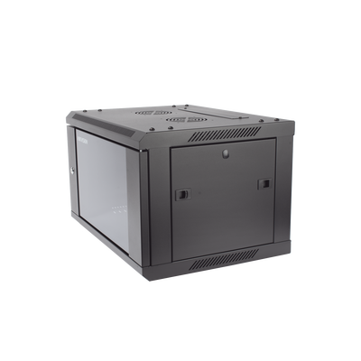 Gabinete para Montaje en Pared - Piso | Puerta de Cristal Templado | Cuerpo Fijo | 6 Unidades de Rack | 19" | Fabricado en Acero