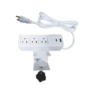 Tomacorriente para Escritorio | Cuenta con Bracket Ajustable a Diferentes Grosores | 3 Contactos 110VCA | 2 Contactos para Carga USB ( 1 contacto USB-A + 1 contacto USB-C )