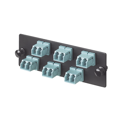 Placa Acopladora de Fibra Optica FAP, Con 6 Conectores LC Duplex (12 Fibras), Para Fibra Multimodo OM3|OM4, Color Aqua