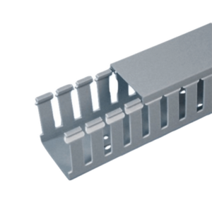 Canaleta Ranurada de PVC con Tapa | Tipo F | 44.5 mm Ancho | 79.2 mm Alto | 2 m Largo | 6.56 ft | Gris