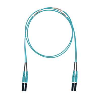 Jumper de Fibra Optica Multimodo 50|125 OM3, LC-LC Duplex, LSZH (Cero Halógenos), Color Aqua, 1 Metro (3.28 Pies)