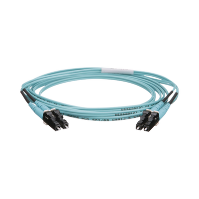 Jumper de Fibra Optica Multimodo 50|125 OM4, LC-LC Duplex, OFNR (Riser), Color Aqua, 2 Metros (6.56 Pies)
