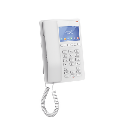 Teléfono IP Hotelero con pantalla LCD a color, 2 líneas SIP con 2 cuentas, codec Opus, IPV4|IPV6, color blanco, con gestión en la nube GDMS - Image 5