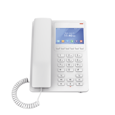 Teléfono IP Hotelero con pantalla LCD a color, 2 líneas SIP con 2 cuentas, codec Opus, IPV4|IPV6, color blanco, con gestión en la nube GDMS - Image 3