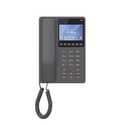 Teléfono IP WiFi Hotelero con pantalla LCD a color, 2 líneas SIP con 2 cuentas, codec Opus, IPV4|IPV6, color negro, con gestión en la nube GDMS - Image 5