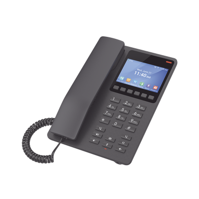 Teléfono IP WiFi Hotelero con pantalla LCD a color, 2 líneas SIP con 2 cuentas, codec Opus, IPV4|IPV6, color negro, con gestión en la nube GDMS