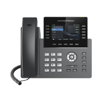 Teléfono IP Wi-Fi, Grado Operador, 10 líneas SIP con 5 cuentas, pantalla a color 4.3", puertos Gigabit, Bluetooth, PoE, codec Opus, IPV4|IPV6 con gestión en la nube GDMS