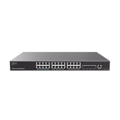 Switch Capa 3 PoE+ Administrable | 24 puertos 10|100|1000 Mbps + 4 Puertos SFP+ de 10 Gigabits | Hasta 360W | Compatible con GWN Cloud.