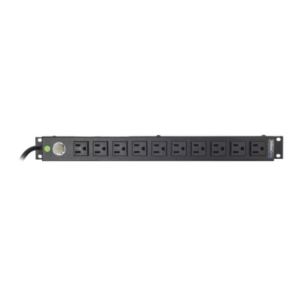 Multicontacto Horizontal (PDU) de 10 Contactos (NEMA 5-15R) Rack 19" 1UR. Voltaje Entrada|Salida: 120Vca|15A