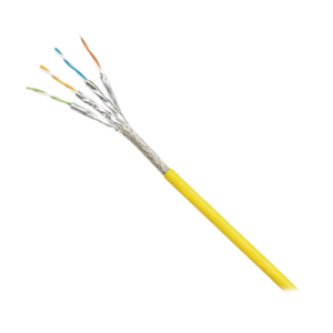 Bobina de Cable Blindado S|FTP Categoría 6A, Uso Industrial con Resistencia al Aceite, Rayos UV y Abrasión, Multifilar (Flexible), Color Amarillo, Bobina de 500 Metros (1640 Pies)