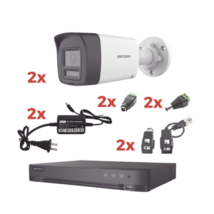 Kit Audio Bidireccional TurboHD 1080p | DVR 4 Canales | 2 Cámaras Bala (Exterior) con Bocina y Microfóno Integrado | 2 Fuentes de Poder | Accesorios