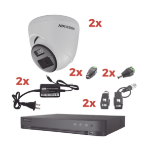 Kit Audio Bidireccional TurboHD 1080p | DVR 4 Canales | 2 Cámaras Eyeball (Exterior) con Bocina y Microfóno Integrado | 2 Fuentes de Poder | Accesorios