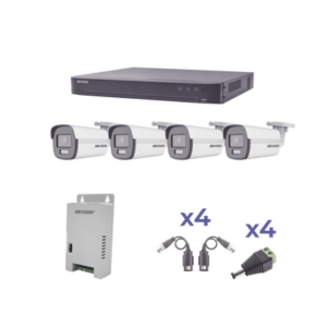 KIT COLORVU TURBOHD 1080p | DVR 4 Canales | 4 Cámaras Bala (exterior) lente 2.8mm | Fuente de poder profesional | Transceptores de video y Accesorios de corriente