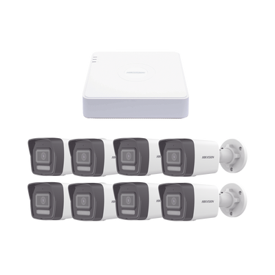 Kit IP 1080p (2 Megapixel) | NVR de 8 Canales con 8 Puertos PoE | 8 Cámaras IP Bala ColorVu Lite y Motion Detection 2.0 | Micrófono Integrado