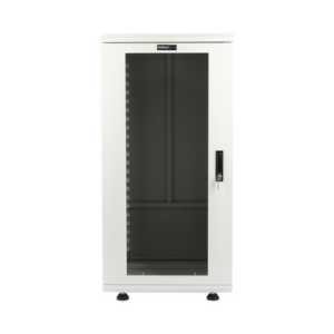 Gabinete Rack 24 Unidades | 19 Pulgadas | Puerta de Cristal | Piso | Acero Calibres 16-18-20 | 750 Kg Carga | 600x605x1190 mm (23.6x23.8x46.9 in) | Vidrio con Cerradura, Niveladores Incluidos