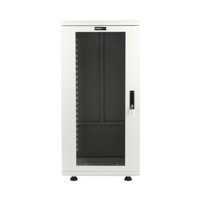 Gabinete Rack 24 Unidades | 19 Pulgadas | Puerta de Cristal | Piso | Acero Calibres 16-18-20 | 750 Kg Carga | 600x605x1190 mm (23.6x23.8x46.9 in) | Vidrio con Cerradura, Niveladores Incluidos
