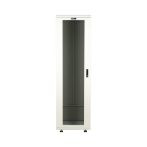 Gabinete Rack 42 Unidades | Piso 19 Pulgadas | Puerta Cristal Templado | Capacidad Carga 1000 Kg | Acero Calibres 16-18-20 | Ventilación Superior | Cerradura Seguridad, Niveladores Incluidos
