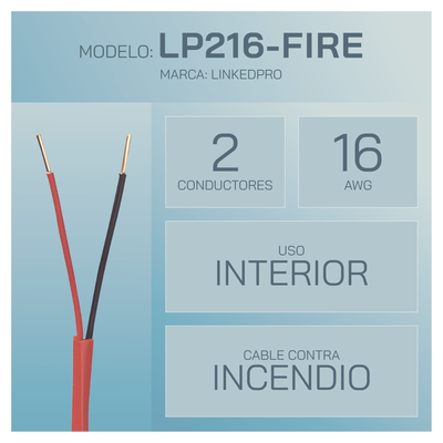 Alambre de Alarma contra Incendios - Bobina de 305 Metros (1000 Pies): 2 x 16 AWG, Rojo, Tipo FPLR, (UL) FT4, Ideal para Sistemas de Detección y Evacuación de Incendios - Image 2