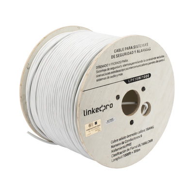 Bobina de 305 Metros (1000 Pies) | Alambre de cobre | 6 x 18 AWG | Color Blanco | CMR | Para Sistemas de Seguridad y Alarmas - Image 2