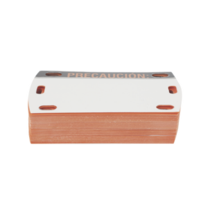Etiqueta Autolaminada para Identificación de Fibra Óptica Paquete de 25 Piezas, Para Uso Interior|Exterior, Dimensiones de 90 x 50 mm (3.54 x 1.97 Pulgadas), Color Negro con Naranja