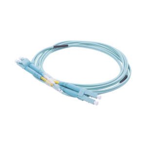 Jumper de Fibra Óptica Multimodo OM3 50|125 LC-LC OFNR (Riser), 2.0 mm, Dúplex, Aqua, 2 Metros (6.56 Pies)
