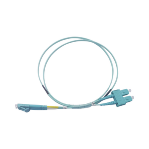 Jumper de Fibra Óptica Multimodo OM3 50|125 LC-SC OFNR (Riser), 2.0 mm, Dúplex, Aqua, 2 Metros (6.56 Pies)
