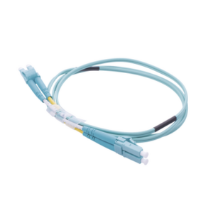 Jumper de Fibra Óptica Multimodo OM4 50|125 LC-LC OFNR (Riser), 2.0 mm, Dúplex, Aqua, 1 metro (3.28 pies)