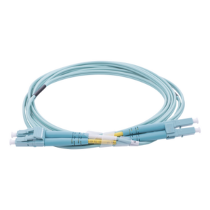 Jumper de Fibra Óptica Multimodo OM4 50|125 LC-LC OFNR (Riser), 2.0 mm, Dúplex, Aqua, 2 Metros (6.56 Pies)