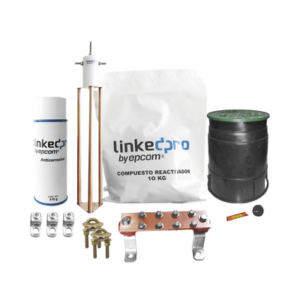Kit Puesta a Tierra 30A | Electrodo Cobre Electrolítico | Diseño Delta | Filtro Equipotencial | Compuesto 12 kg | Barra Unión + Conectores + Registro