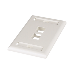 Placa de Pared Vertical | 2 Puertos Keystone | Espacios para Etiquetas | Blanco Mate | 2.75 x 4.5 pulg.