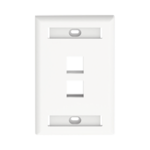 Placa de Pared Vertical | 2 Puertos Keystone | 69.8 x 114.3 mm | 2.75 x 4.5 pulg. | Con Espacios para Etiquetas | Color Blanco