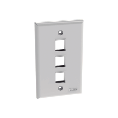 Placa de Pared Vertical | 3 Puertos Keystone | ABS | 69.8 x 114.3 mm | 2.75 x 4.5 pulg. | Blanco