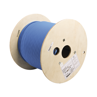 Bobina de Cable Blindado F|UTP de 4 Pares, Cat6A, Soporte de Aplicaciones 10GBase-T, LSZH (Libre de Gases Tóxicos), Color Azul, 305 Metros (1000 Pies)