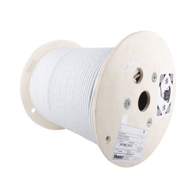Bobina de Cable Blindado F|UTP de 4 Pares, Cat6A, Soporte de Aplicaciones 10GBase-T, LSZH (Libre de Gases Tóxicos), Color Blanco, 305 Metros (1000 Pies)