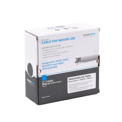 Bobina de Cable de 100 Metros (328.08 Pies), Cat5e, 24 AWG, Color Gris, UL, para Aplicaciones en Videovigilancia, Redes de Datos. Uso Interior - Image 3