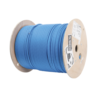 Bobina de Cable Blindado S|FTP de 4 Pares, Cat7, Inmune a Ruido e Interferencias, LSZH (Bajo Humo, Cero Halógenos), Color Azul, Bobina de 500 Metros (1640 Pies)