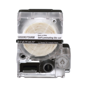 Casete de Etiquetas Autolaminadas | 300 Unidades | 0.75 x 1 Pulgadas (19.1 x 25.4 mm) | Cables 2-4 mm | Área de Impresión Blanca