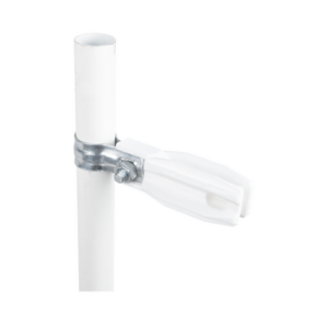 Aislador de Paso o Esquina Blanco con Abrazadera | 1 Pulgada (25 mm) | Resina Virgen 100% | Anti-Arqueo | Acero Galvanizado | Poste Cerco Eléctrico