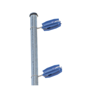 Aislador Azul de Esquina para Cercos Eléctricos | 18 kV | Resinas Vírgenes | Resistencia 7.5-10.2 kg | Anti UV | 66 mm x 31.6 mm
